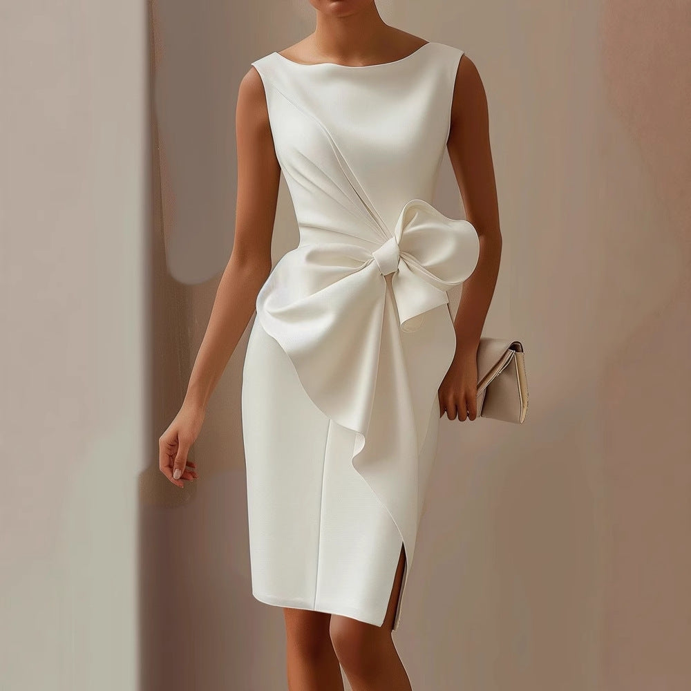 Felicia | Women’s Elegant Bow Detail Midi Dress