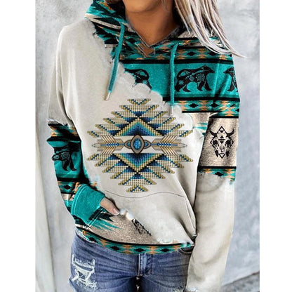 Piper | Women’s Kangaroo Pocket Aztec Print Hoodie