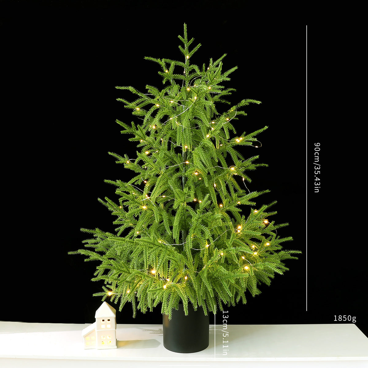 Realistic Soft-Touch Tabletop Christmas Tree with Lights