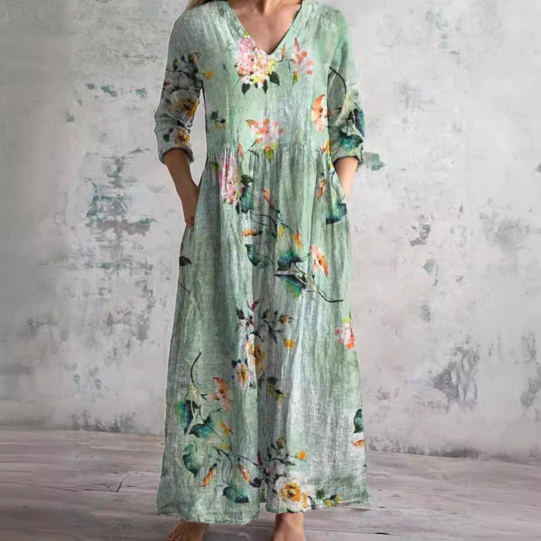 Elizabeth | Women’s Summer V-Neck Midi Dress