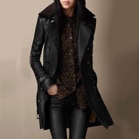 Fleur | Women's Vintage Tailored Long Leather Coat