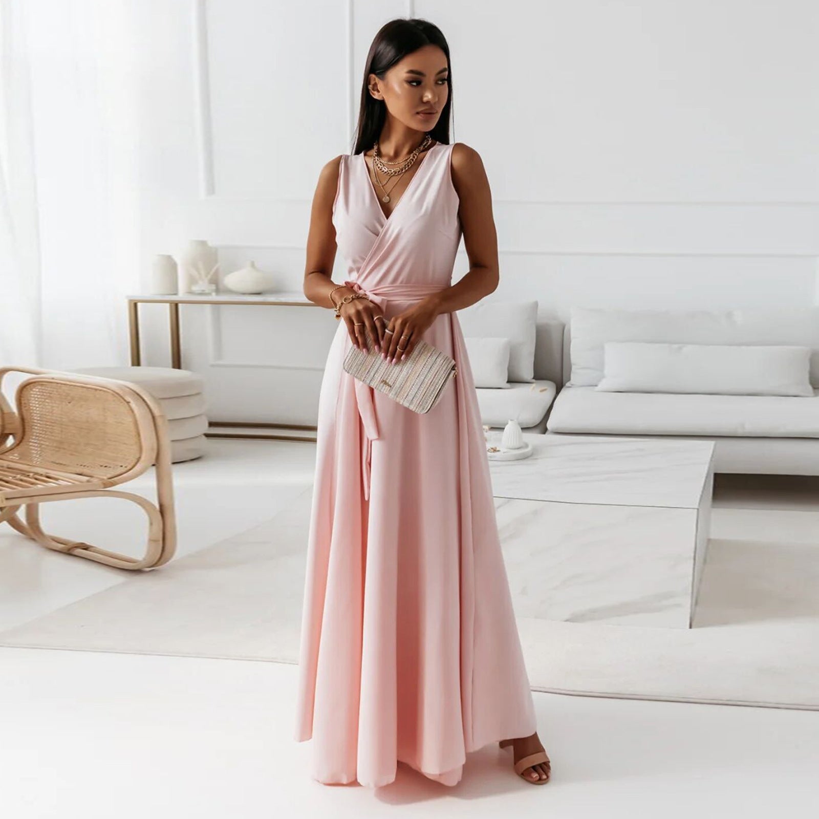 Sorevyn | Women’s Tie Waist Wedding Guest Maxi Dress