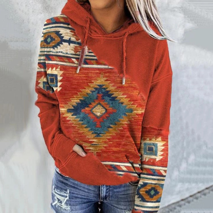 Piper | Women’s Kangaroo Pocket Aztec Print Hoodie
