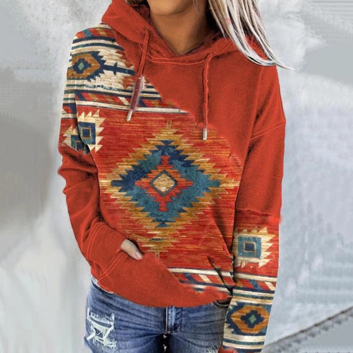 Piper | Women’s Kangaroo Pocket Aztec Print Hoodie