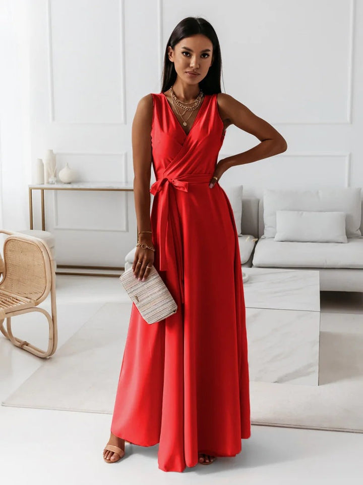 Leona | Women’s Tie Waist Wedding Guest Maxi Dress