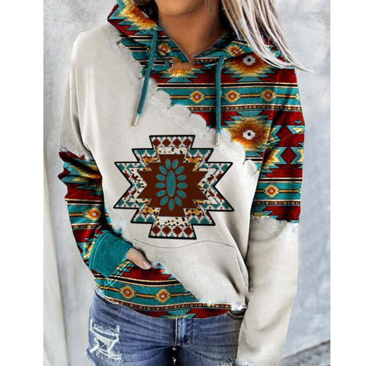 Piper | Women’s Kangaroo Pocket Aztec Print Hoodie
