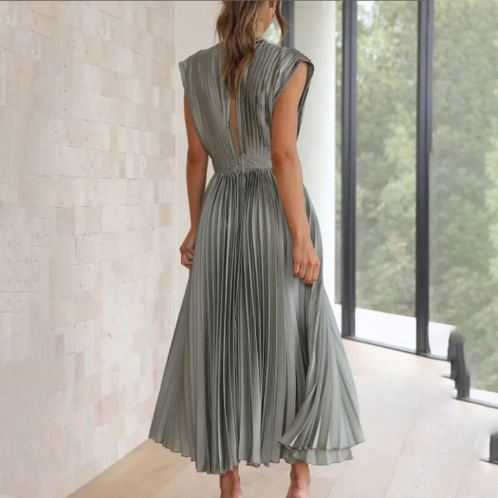 Scarla | Women’s V-neck Pleated Maxi Dress