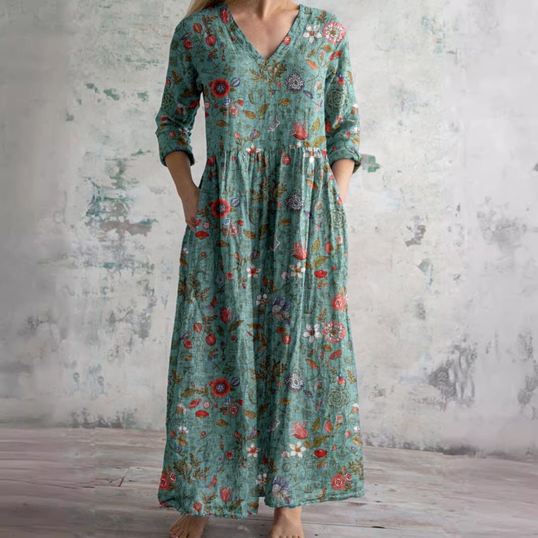 Elizabeth | Women’s Summer V-Neck Midi Dress