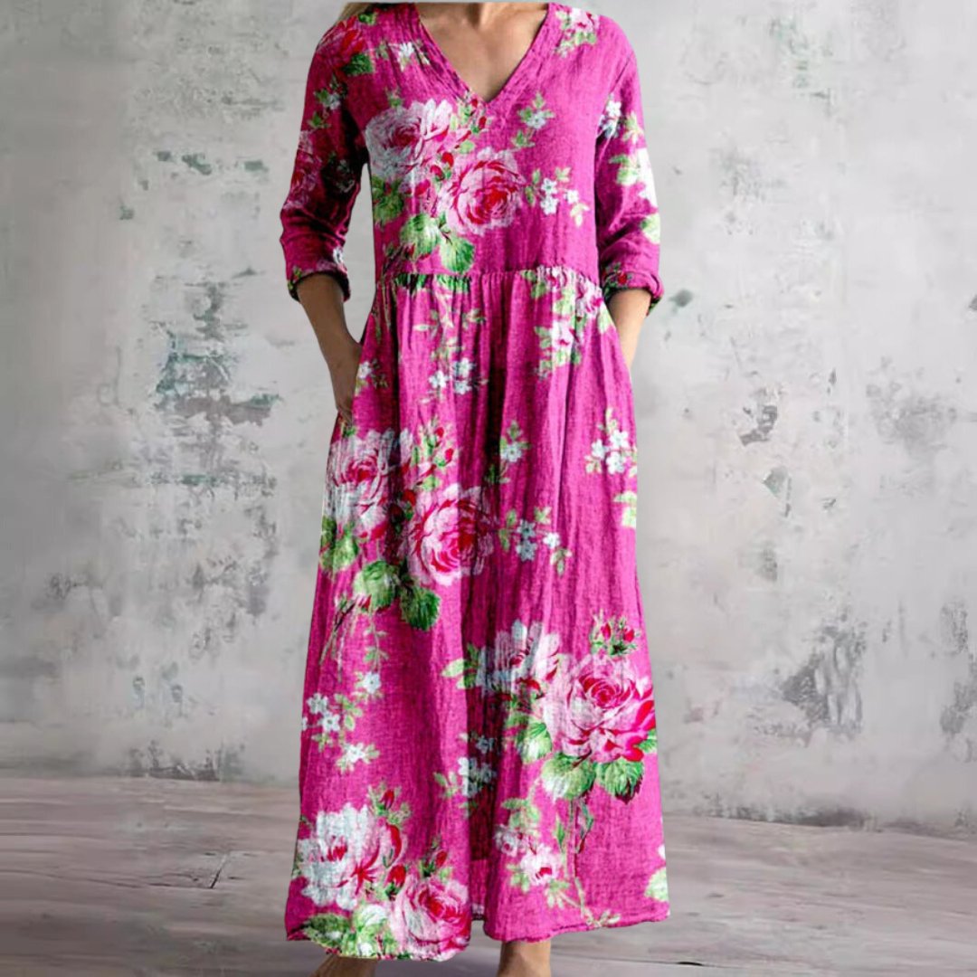 Elizabeth | Women’s Summer V-Neck Midi Dress