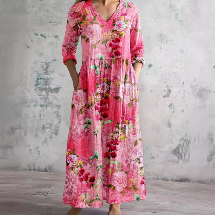 Elizabeth | Women’s Summer V-Neck Midi Dress