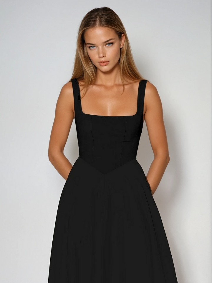 Joanna | Women’s Classic Wide Strap Midi Dress