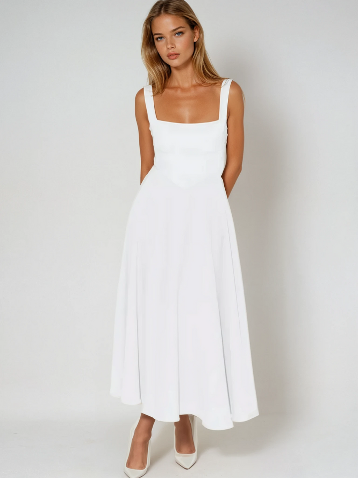 Joanna | Women’s Classic Wide Strap Midi Dress
