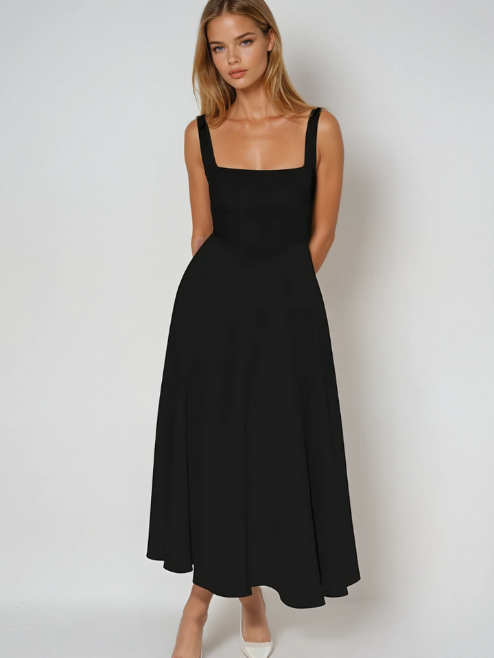 Joanna | Women’s Classic Wide Strap Midi Dress