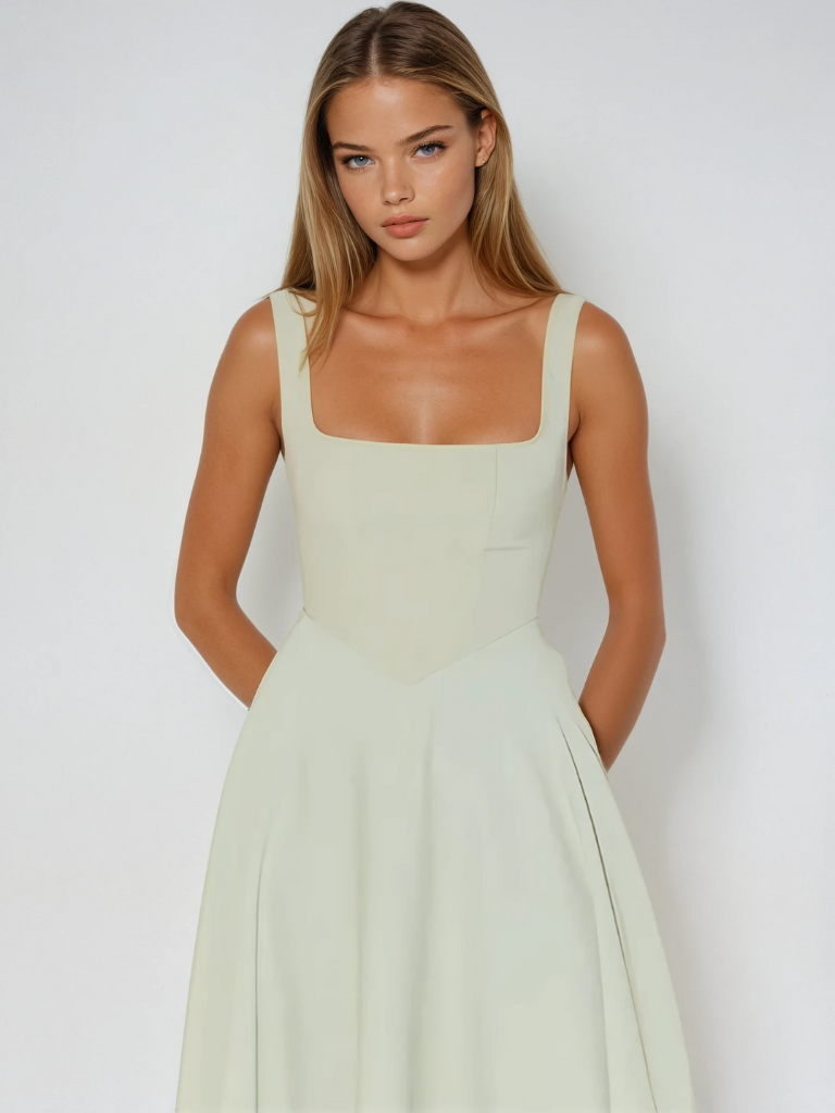 Joanna | Women’s Classic Wide Strap Midi Dress