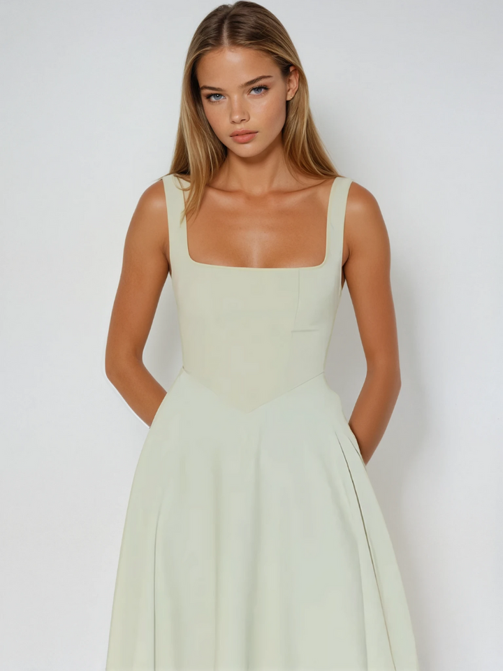 Joanna | Women’s Classic Wide Strap Midi Dress