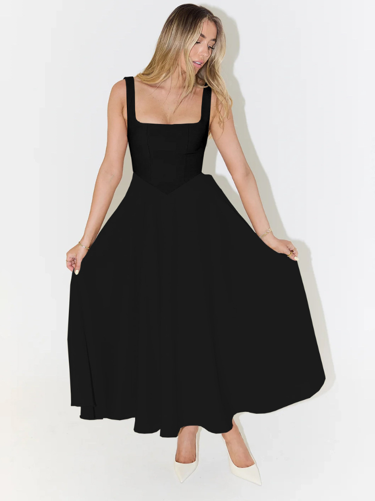 Joanna | Women’s Classic Wide Strap Midi Dress