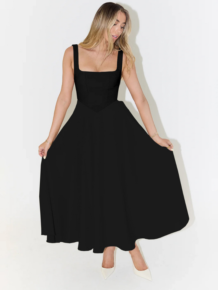 Joanna | Women’s Classic Wide Strap Midi Dress