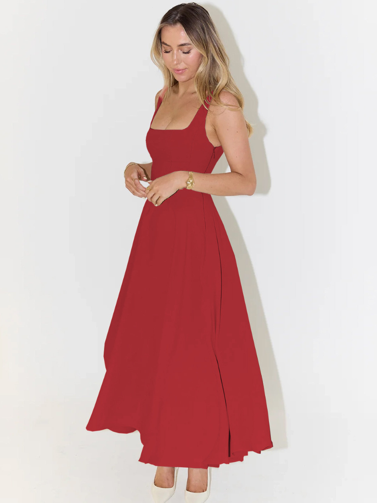 Joanna | Women’s Classic Wide Strap Midi Dress