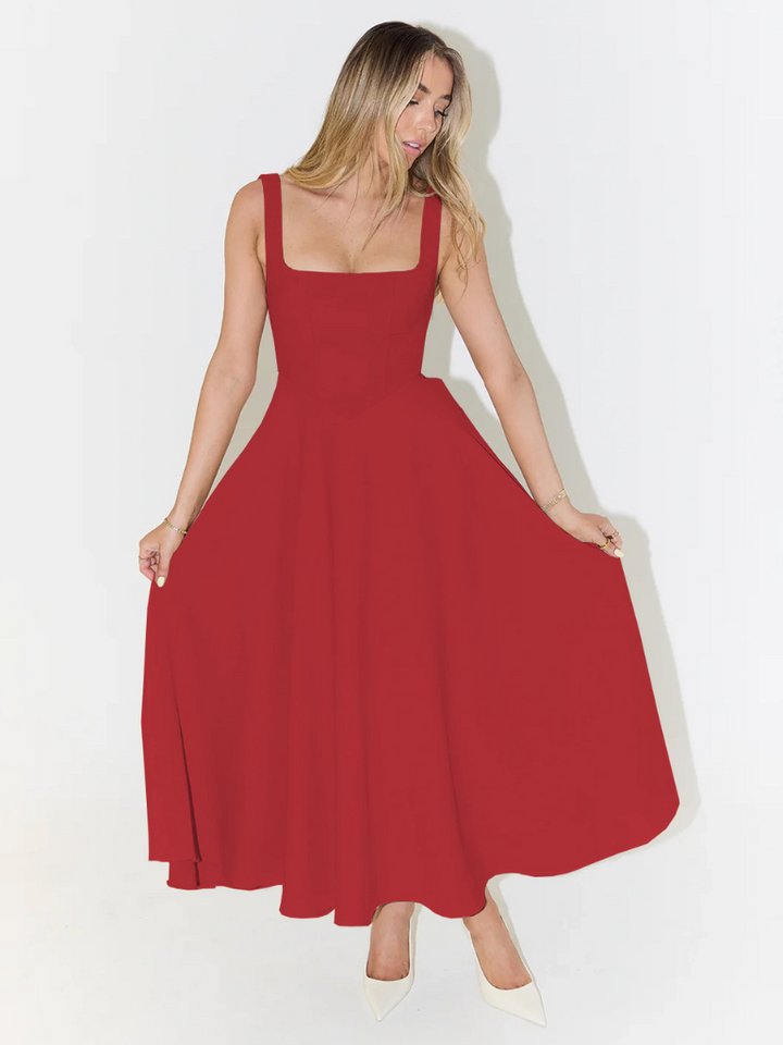 Joanna | Women’s Classic Wide Strap Midi Dress