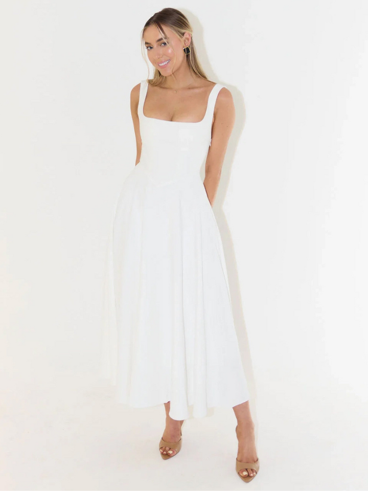 Joanna | Women’s Classic Wide Strap Midi Dress