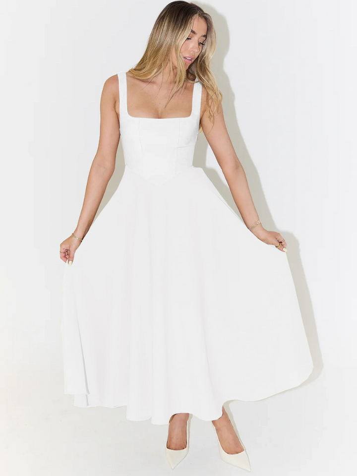 Joanna | Women’s Classic Wide Strap Midi Dress