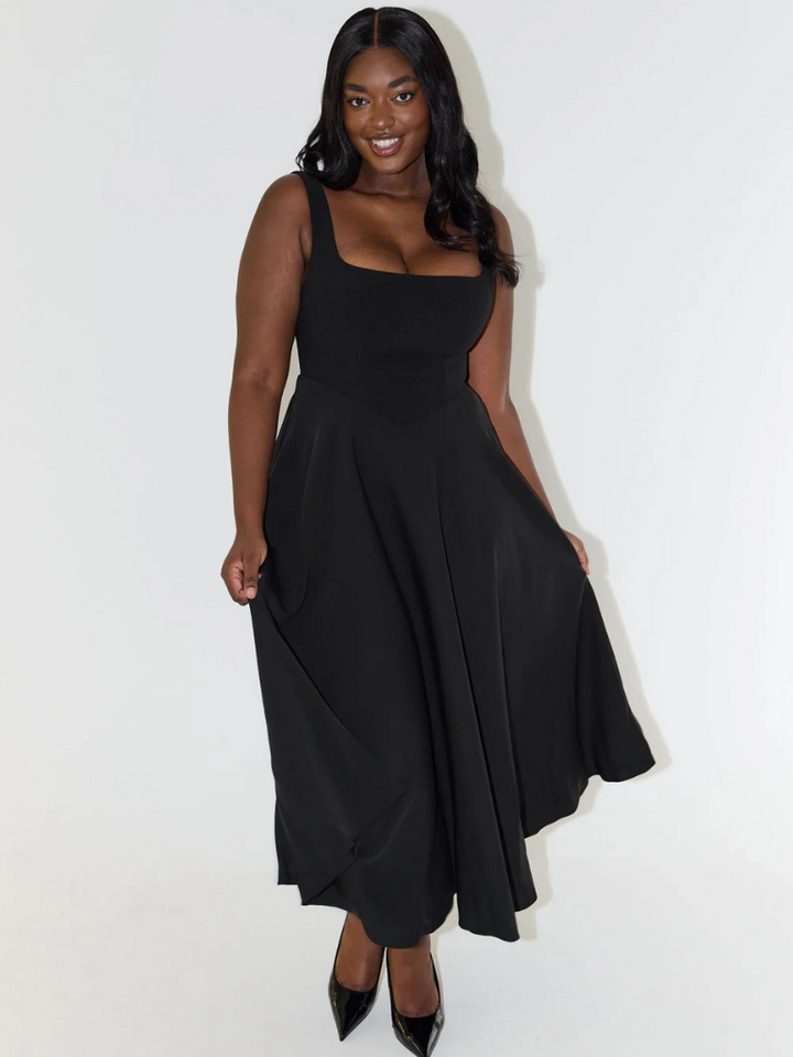Joanna | Women’s Classic Wide Strap Midi Dress