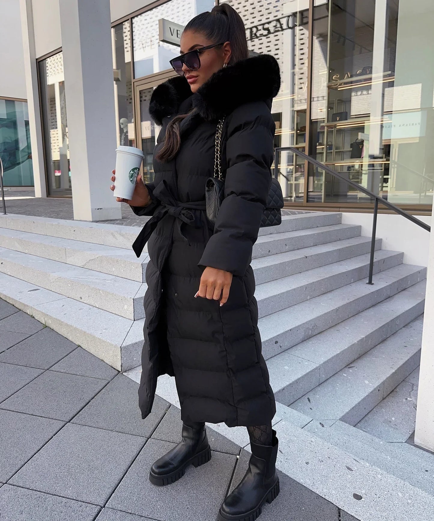 Camille | Women's Belted Long Puffer Winter Coat