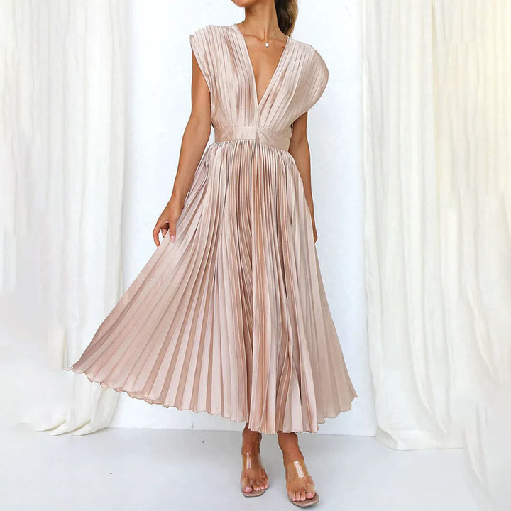 Scarla | Women’s V-neck Pleated Maxi Dress