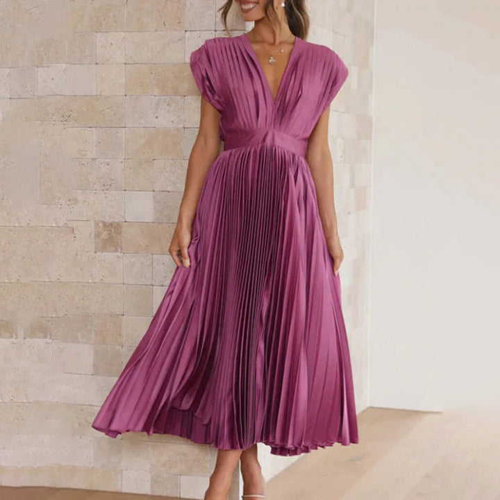 Scarla | Women’s V-neck Pleated Maxi Dress