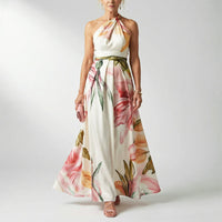 Aisling | Women's Printed Halter Neck Evening Maxi Dress