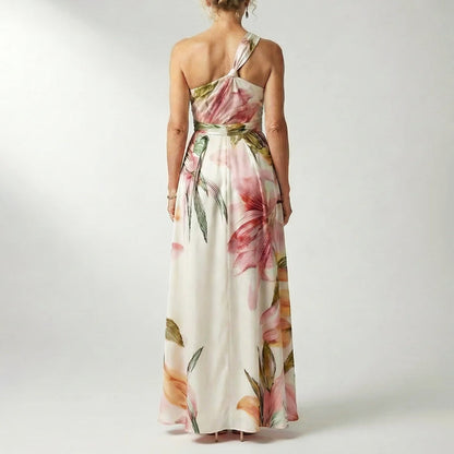 Aisling | Women's Printed Halter Neck Evening Maxi Dress