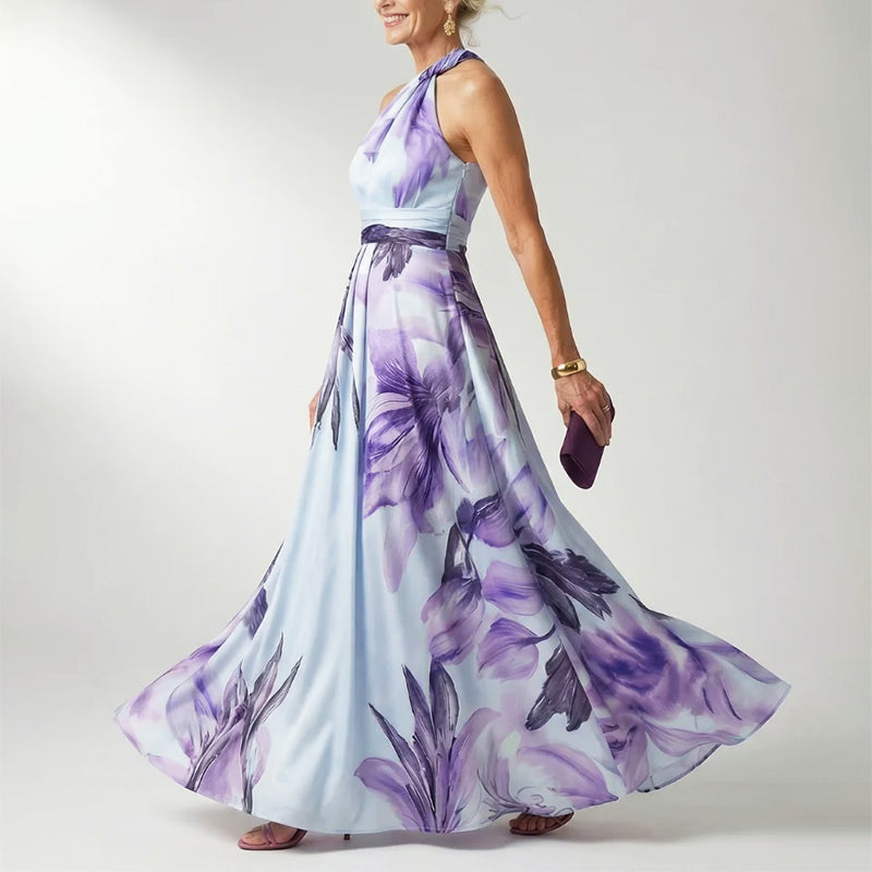 Aisling | Women's Printed Halter Neck Evening Maxi Dress