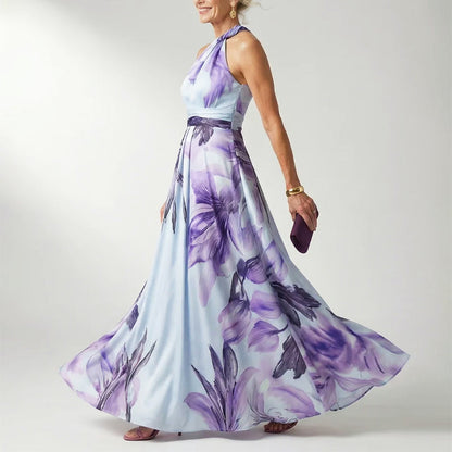 Aisling | Women's Printed Halter Neck Evening Maxi Dress