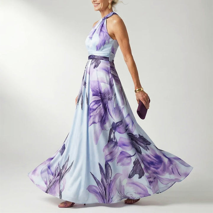Aisling | Women's Printed Halter Neck Evening Maxi Dress
