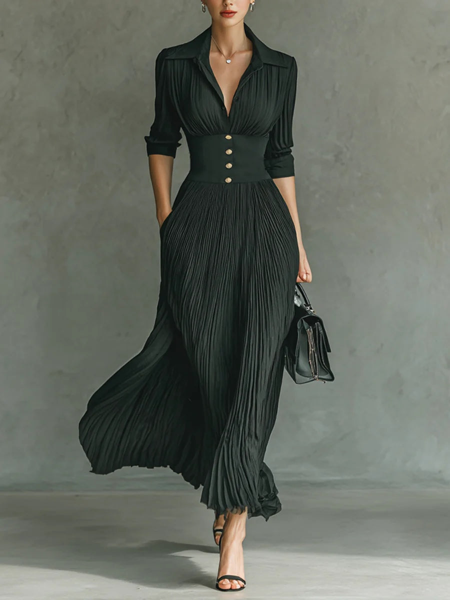 Kassia | Women’s Elegant Pleated Maxi Dress
