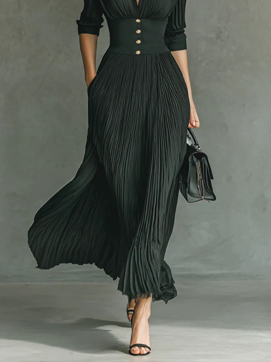 Kassia | Women’s Elegant Pleated Maxi Dress