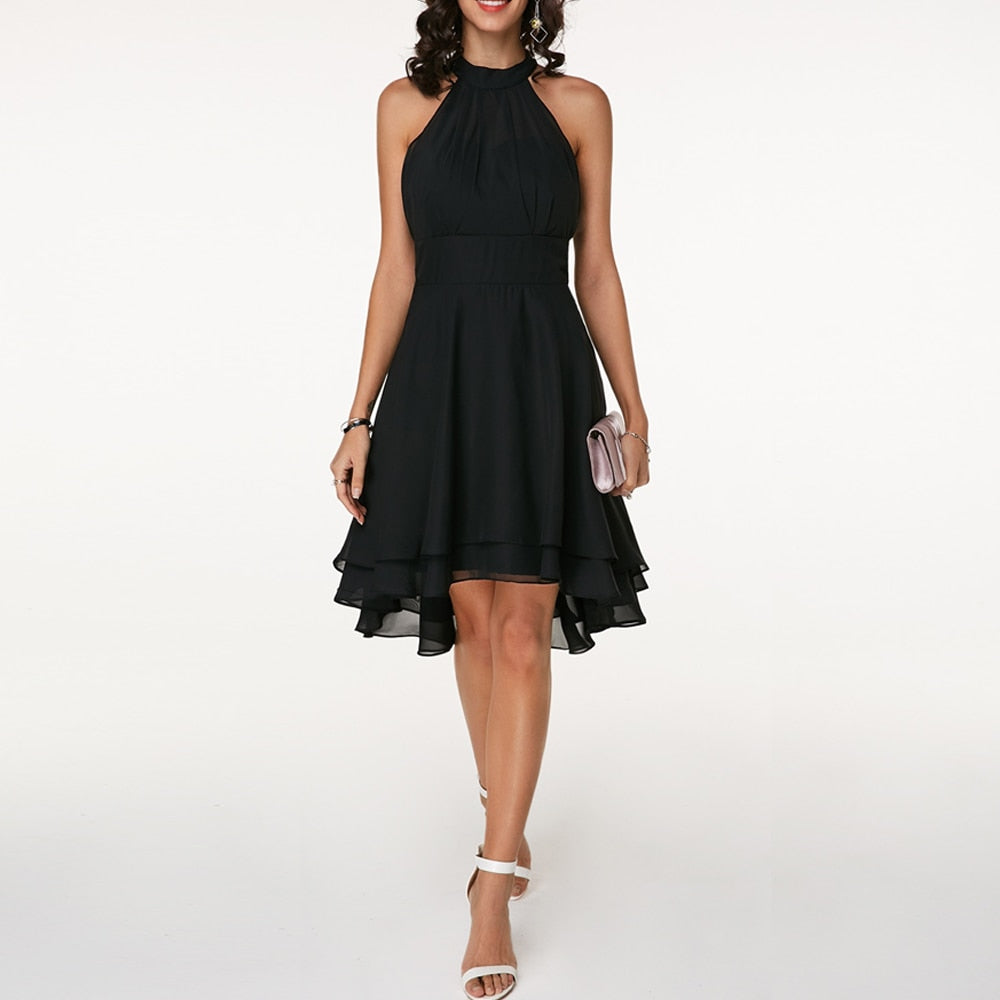 Taylor | Women’s Layered Halter Neck Midi Dress