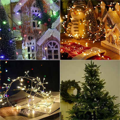 Christmas String Lights Remote-Controlled Warm White LED Cluster