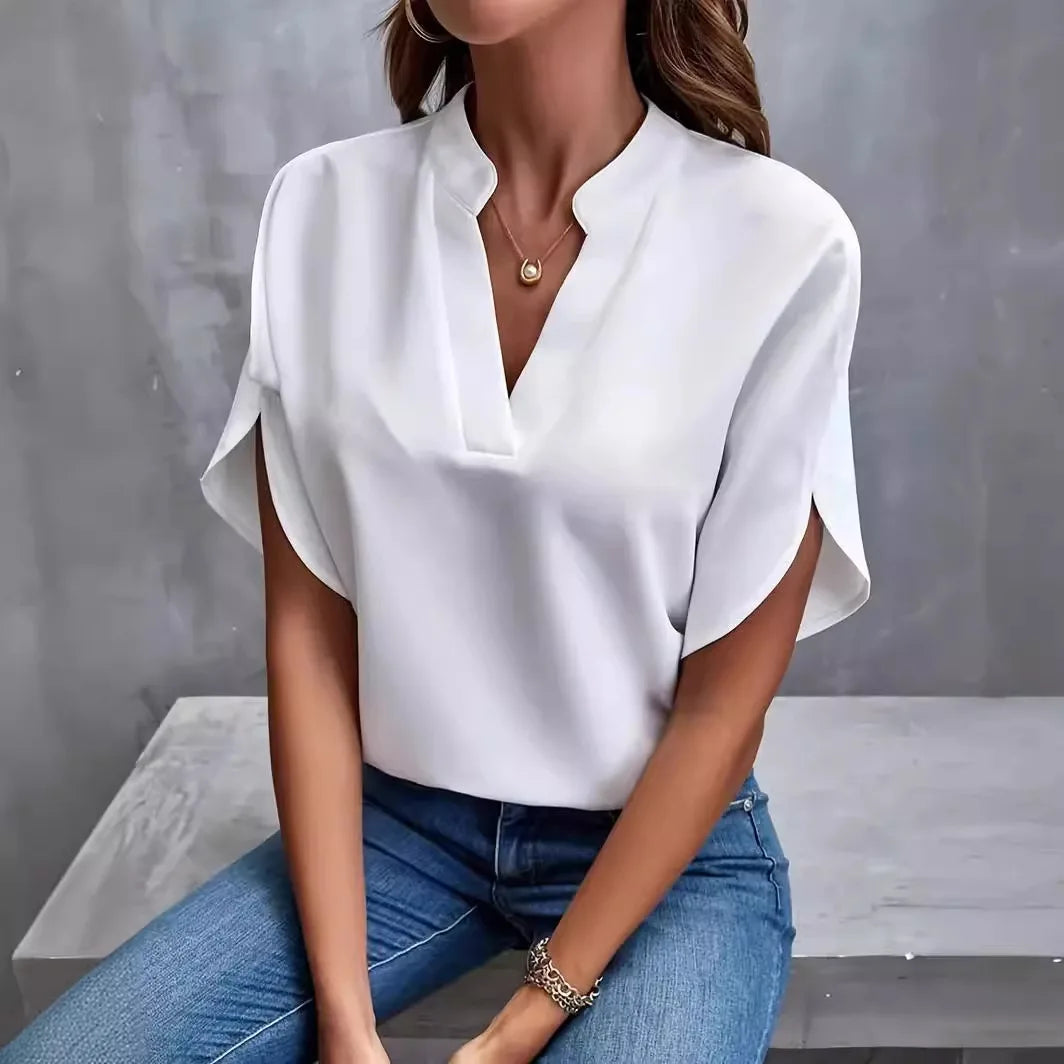 Daisy | Women’s Split Neck Short Sleeve Blouse