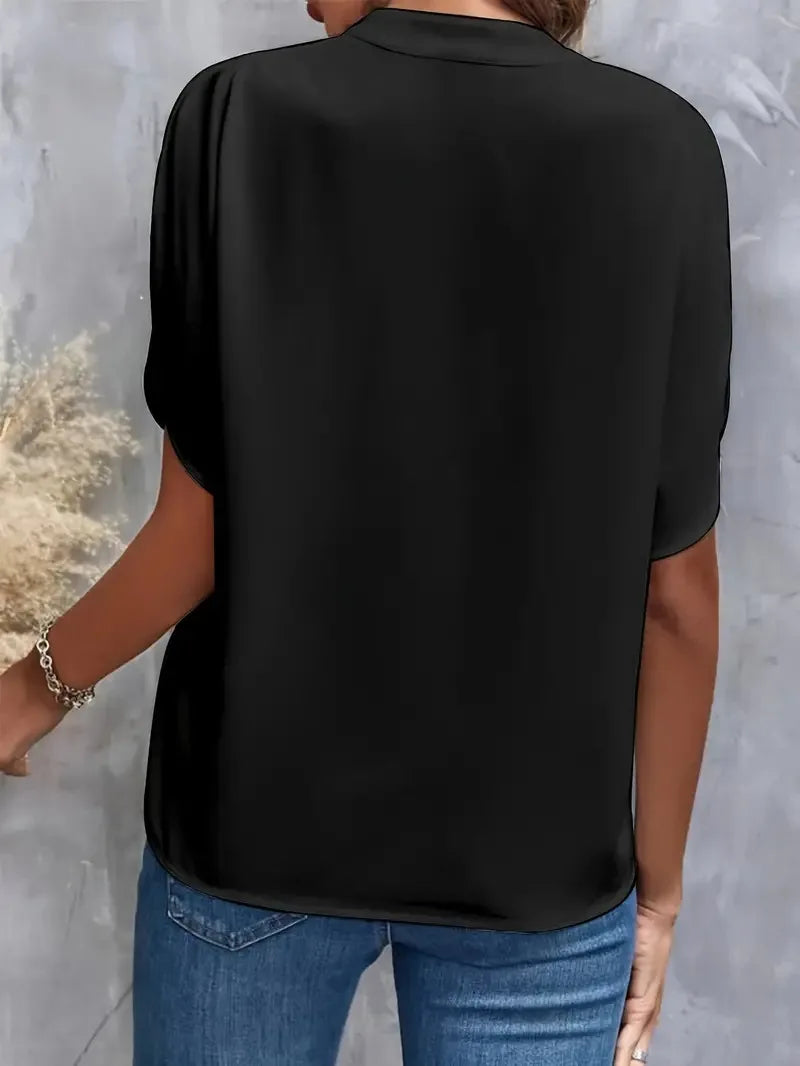 Daisy | Women’s Split Neck Short Sleeve Blouse
