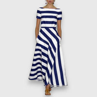 Blossom | Women's Striped Short Sleeve Maxi Dress