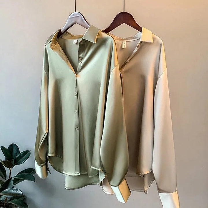 Faith | Women’s Elegant Satin Long Sleeve Blouse