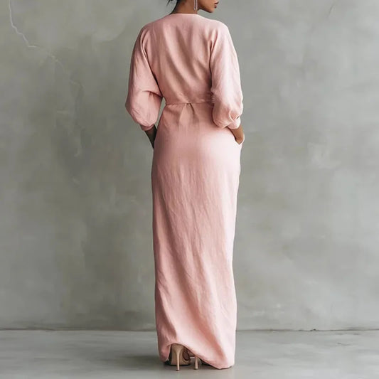 Leah | Women's Draped Wrap V-Neck Maxi Dress