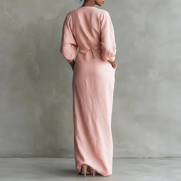 Leah | Women's Draped Wrap V-Neck Maxi Dress