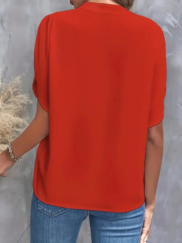 Daisy | Women’s Split Neck Short Sleeve Blouse
