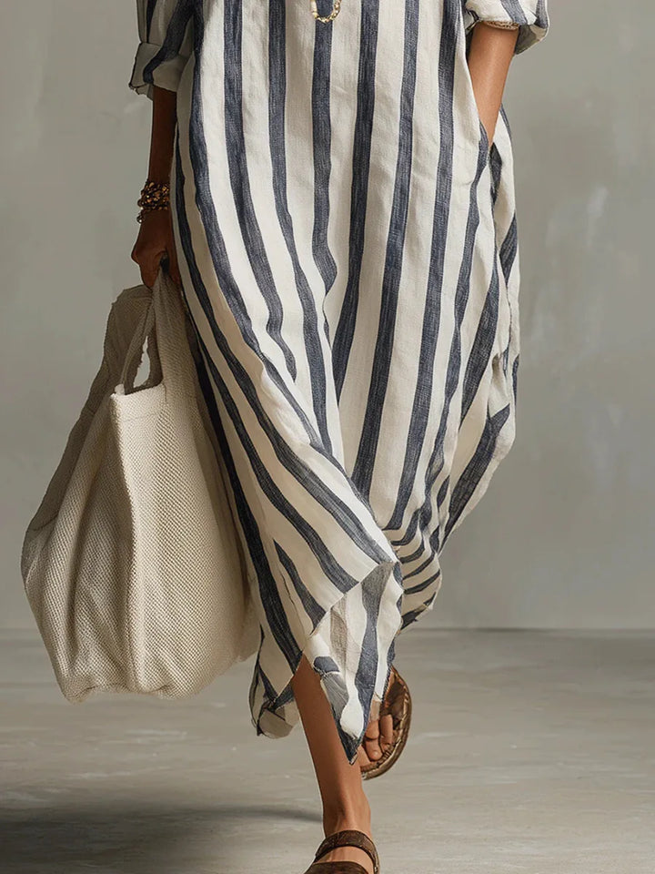 Lauren | Women's Striped Summer Maxi Shirt Dress