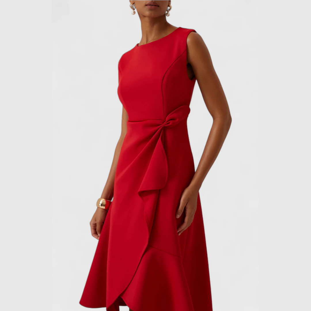 Emma | Women's Draped Asymmetric Midi Dress