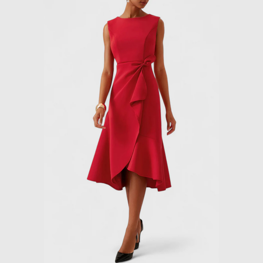 Emma | Women's Draped Asymmetric Midi Dress