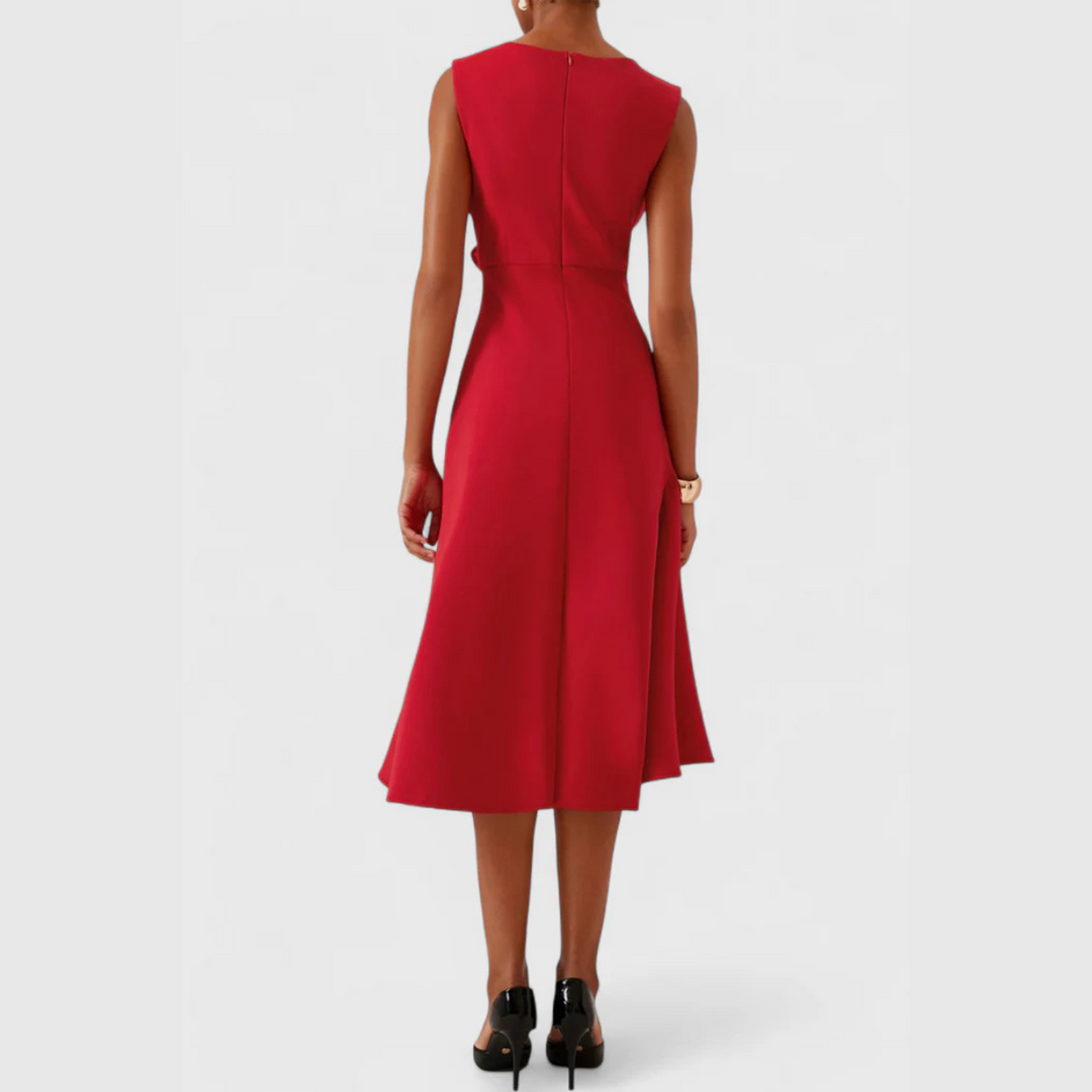 Emma | Women's Draped Asymmetric Midi Dress