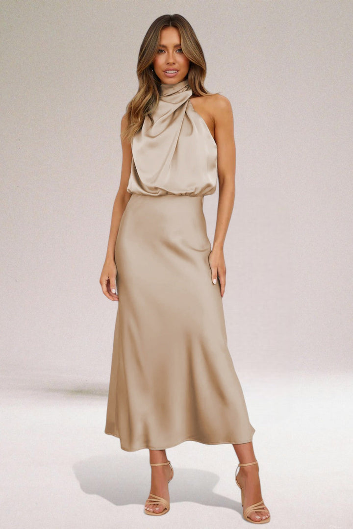 Kamila | Women’s Evening Satin Halter Neck Dress